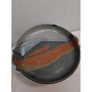 Studio Pottery Serving Tray by Hamilton Jones  Blue and gray 15" Round